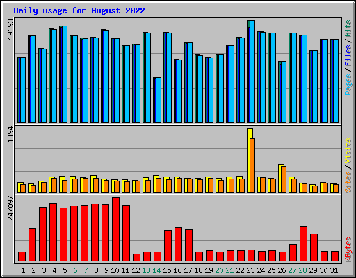 Daily usage for August 2022