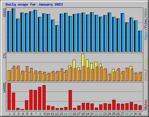 Daily usage for January 2023