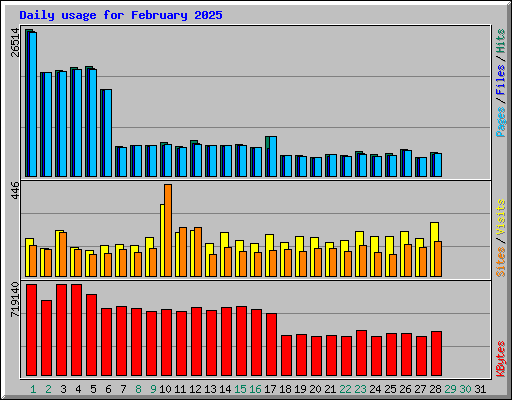Daily usage for February 2025
