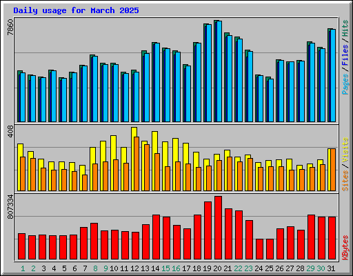 Daily usage for March 2025