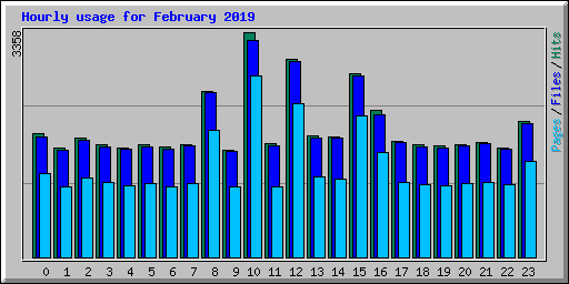 Hourly usage for February 2019